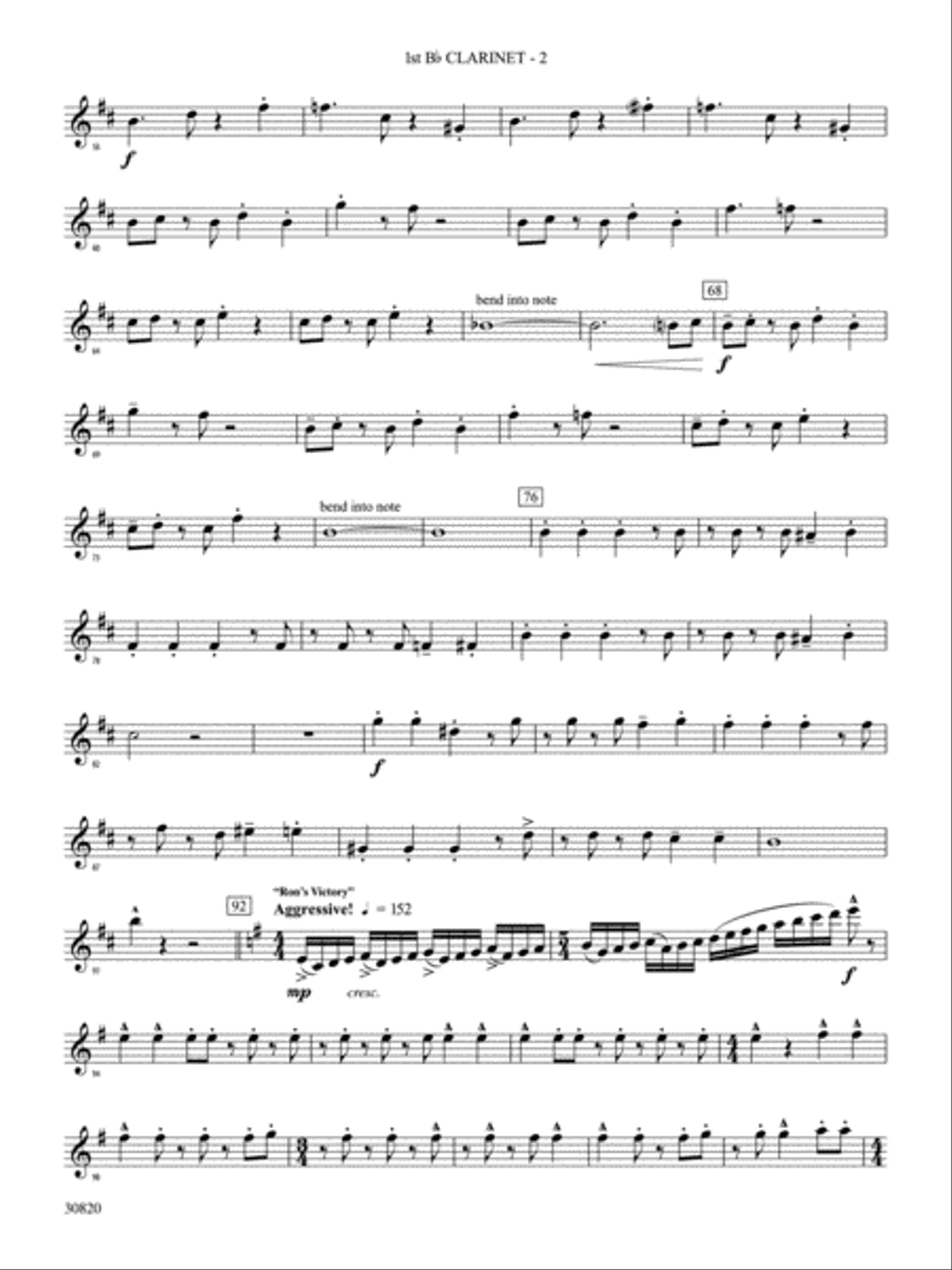 Harry Potter and the Half-Blood Prince, Suite from: 1st B-flat Clarinet Concert Band scores gallery preview page 2