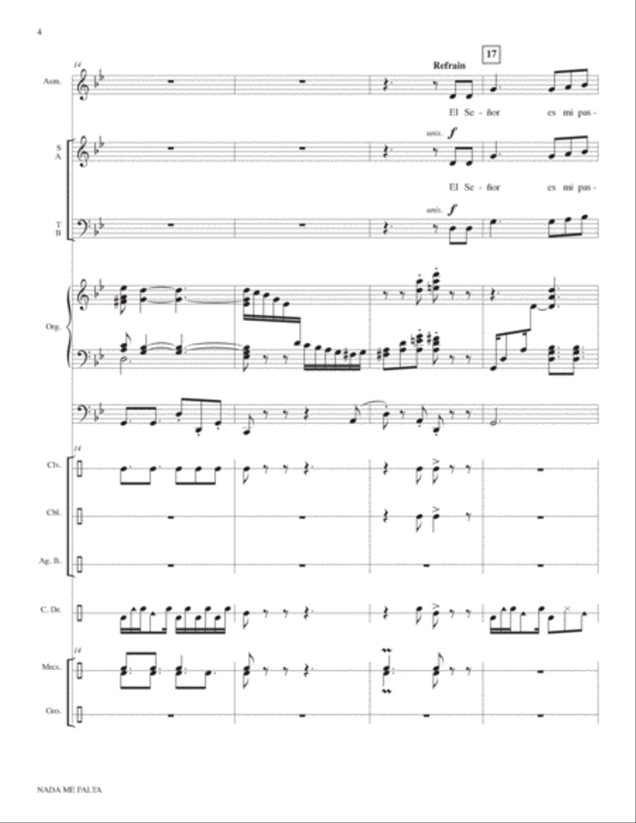 Nada me falta: Psalm 23: Full Score and Parts 4-Part scores gallery preview page 4
