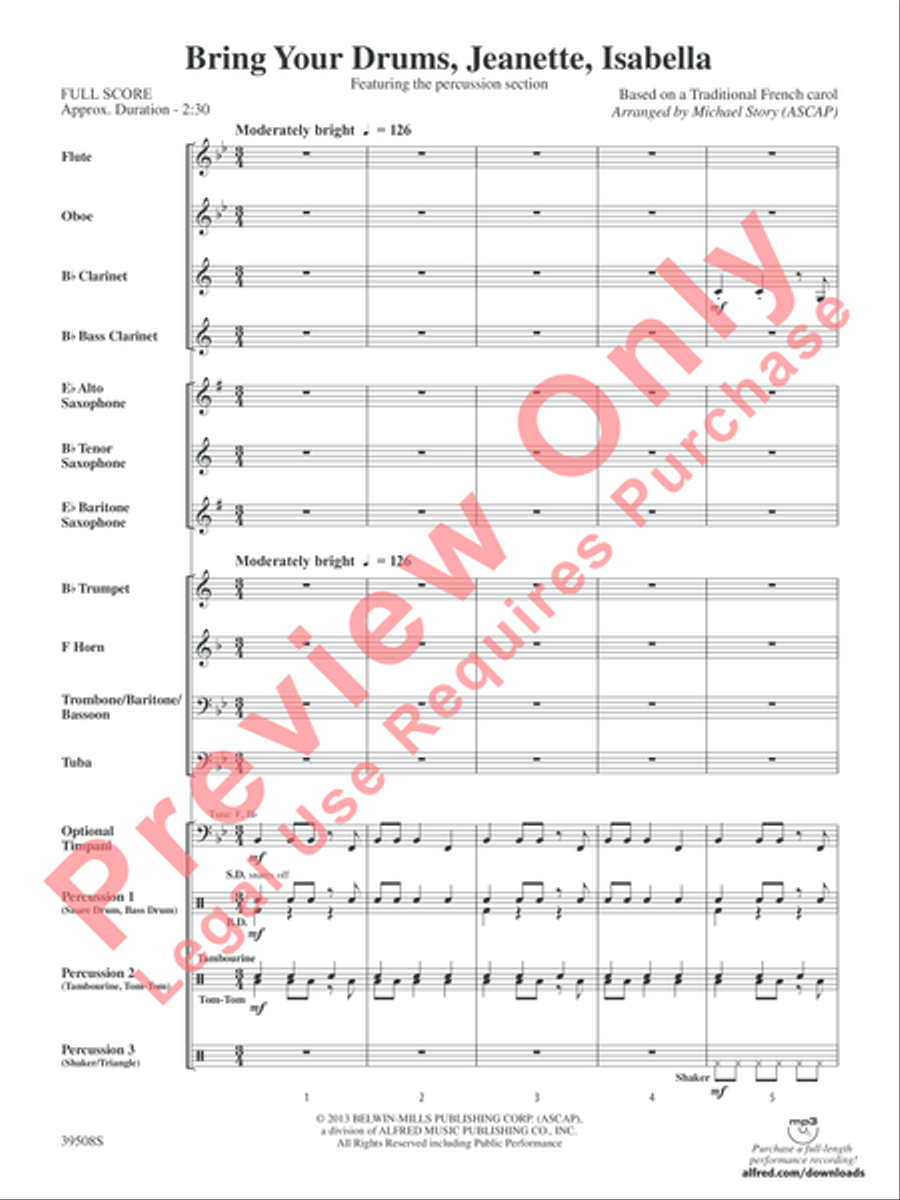 Bring Your Drums, Jeanette, Isabella Concert Band scores gallery preview page 3