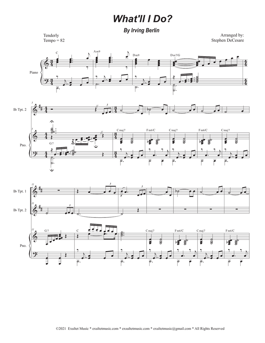 What'll I Do? (Duet for Bb-Trumpet) Trumpet Duet scores gallery preview page 1