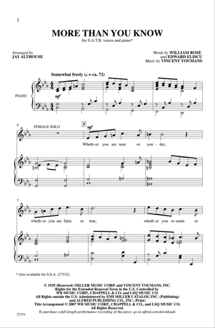 More Than You Know 4-Part scores gallery preview page 2