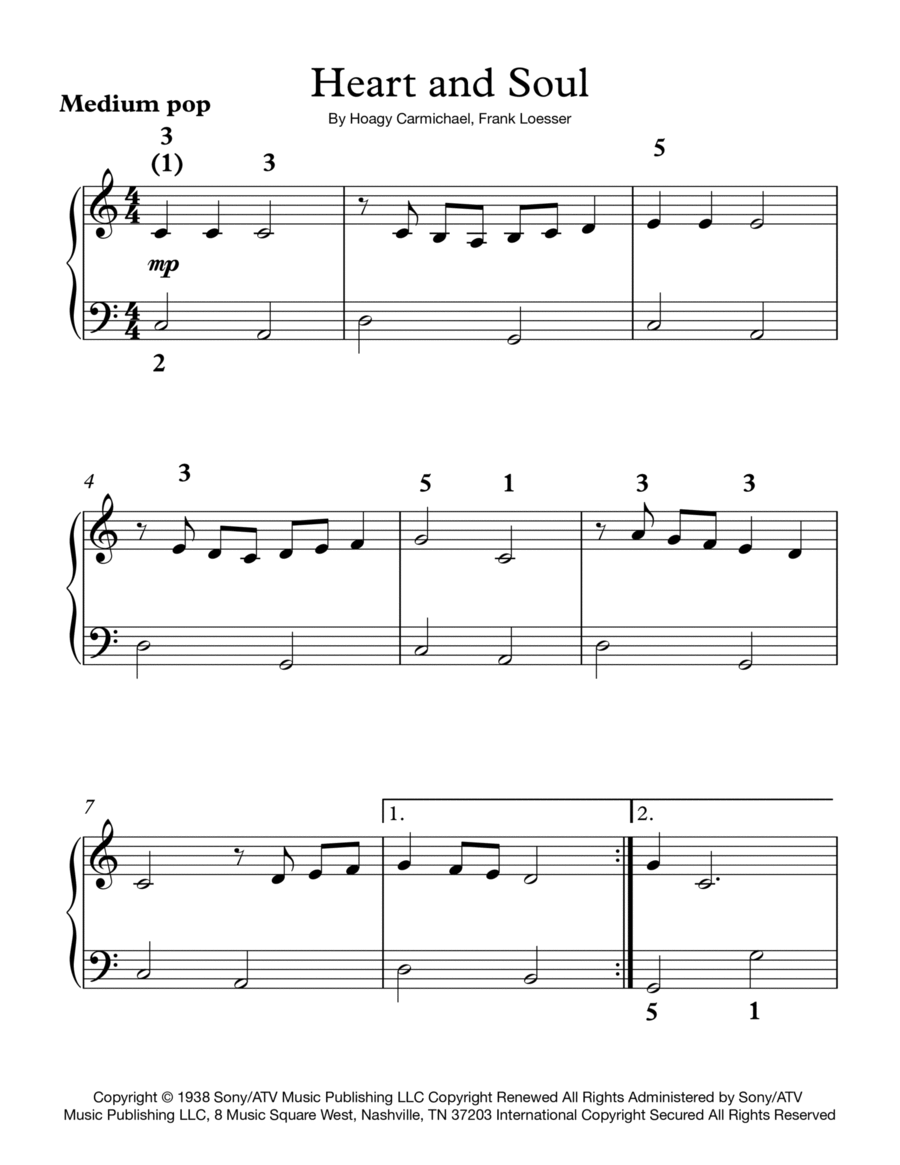 Heart And Soul by Hoagy Carmichael Easy Piano Digital Sheet Music