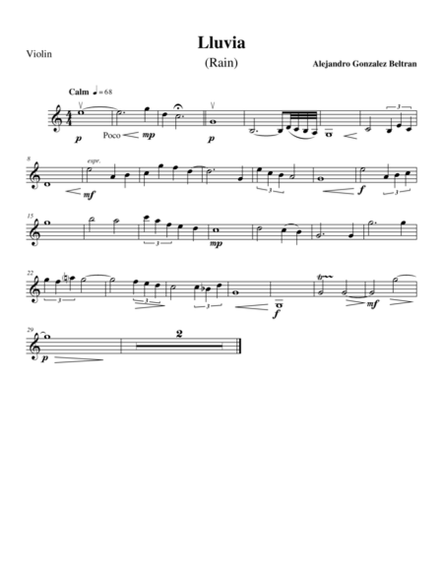 Lluvia (Rain) - Violin Part image number null