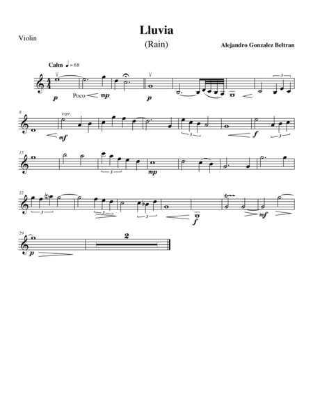 Lluvia (Rain) - Violin Part image number null