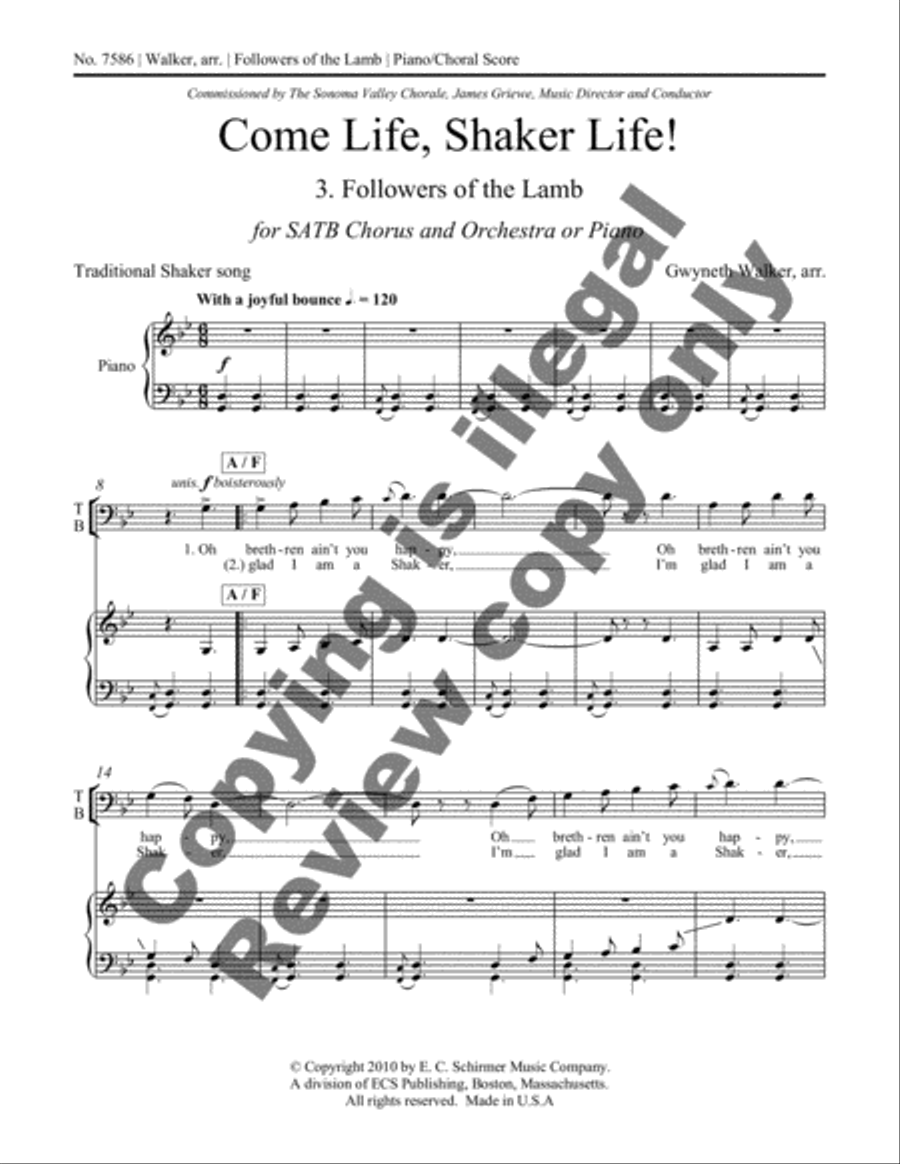 Come Life, Shaker Life! 3. Followers of the Lamb 4-Part scores gallery preview page 3