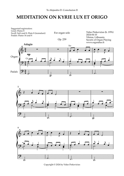 Meditation on Kyrie Lux et Origo, Op. 259 (Organ Solo) by Vidas Pinkevicius