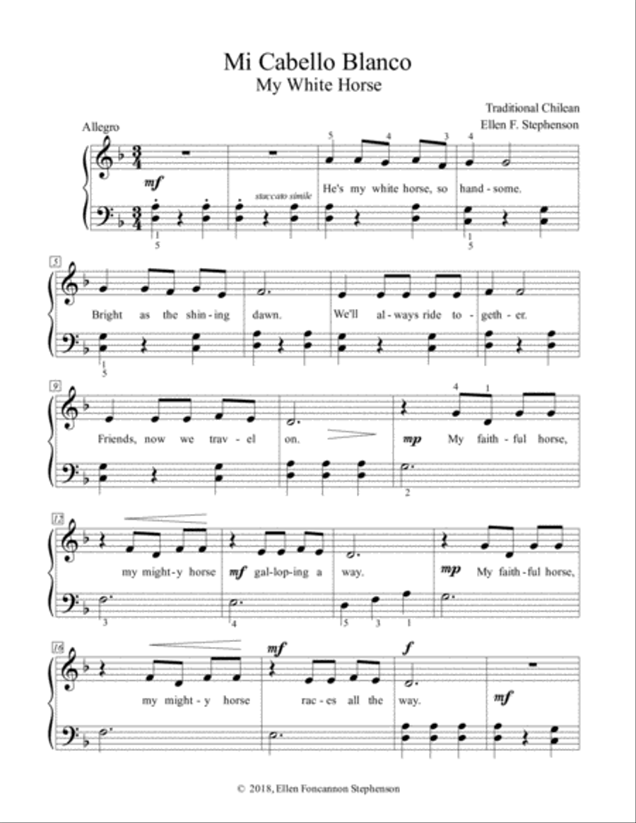 Mi Cabello Blanco (My White Horse) Voice scores gallery preview page 1