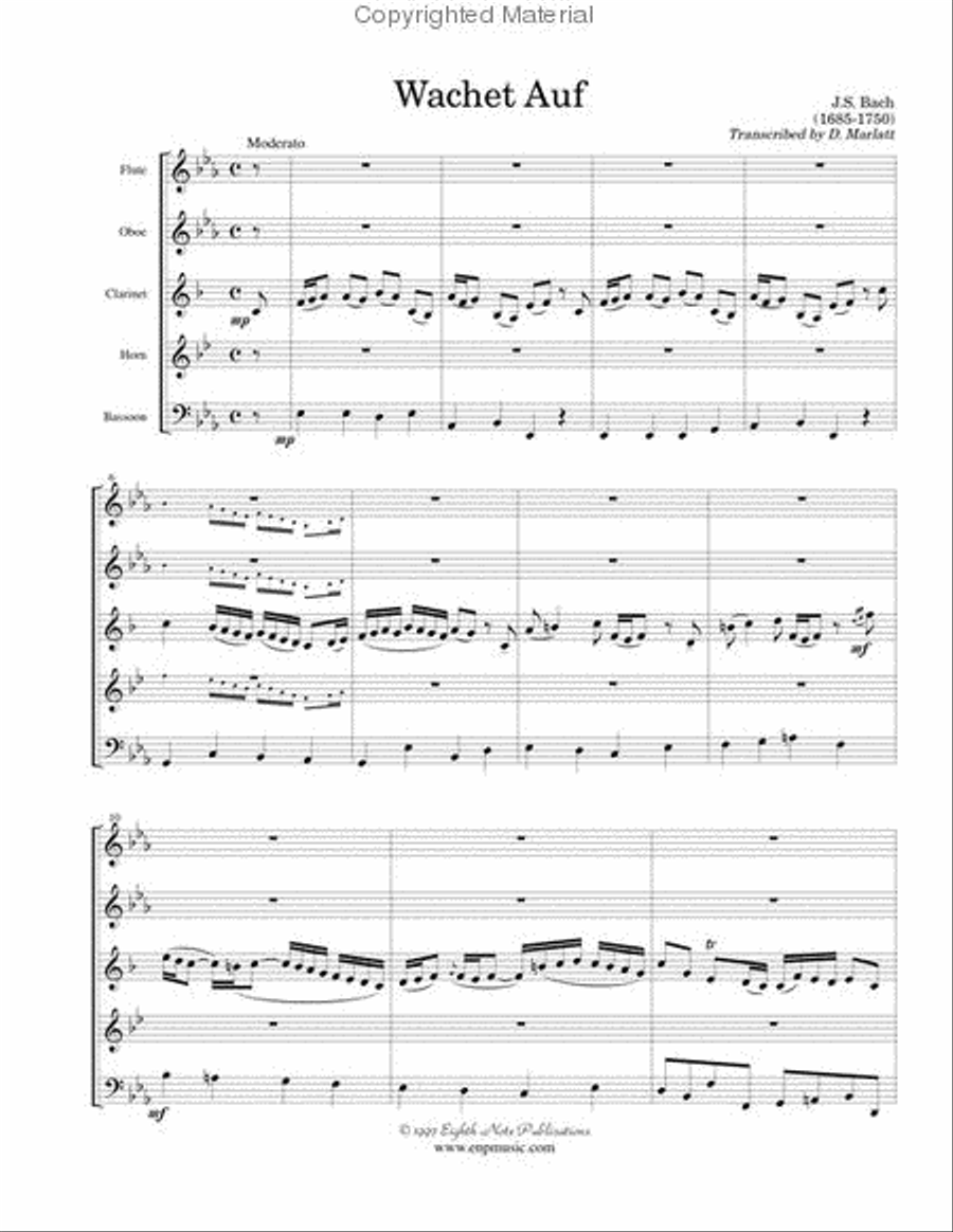 Wachet Auf (from Cantata 140) Woodwind Quintet scores gallery preview page 2