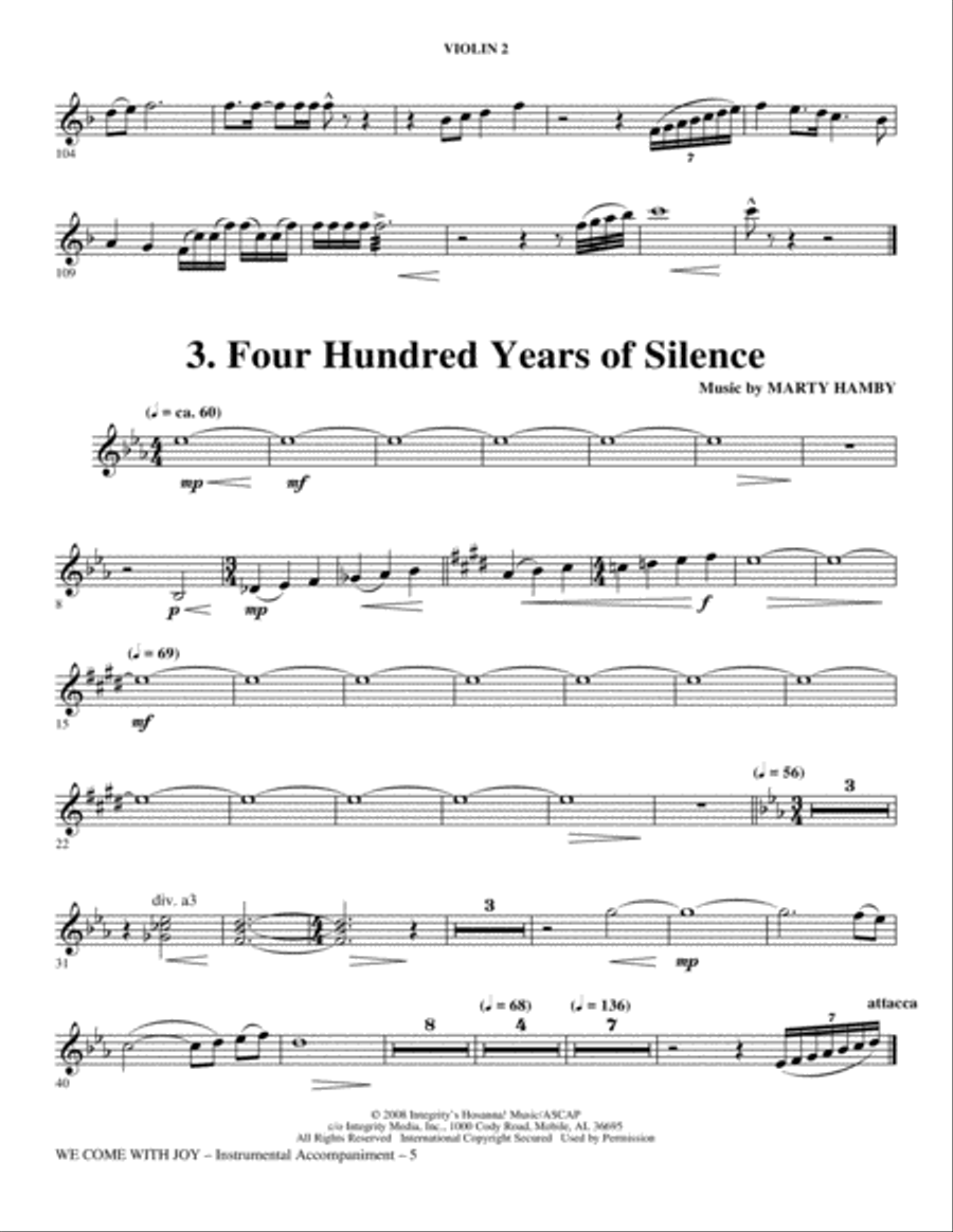 We Come With Joy Orchestration - Violin 2 Choir scores gallery preview page 5