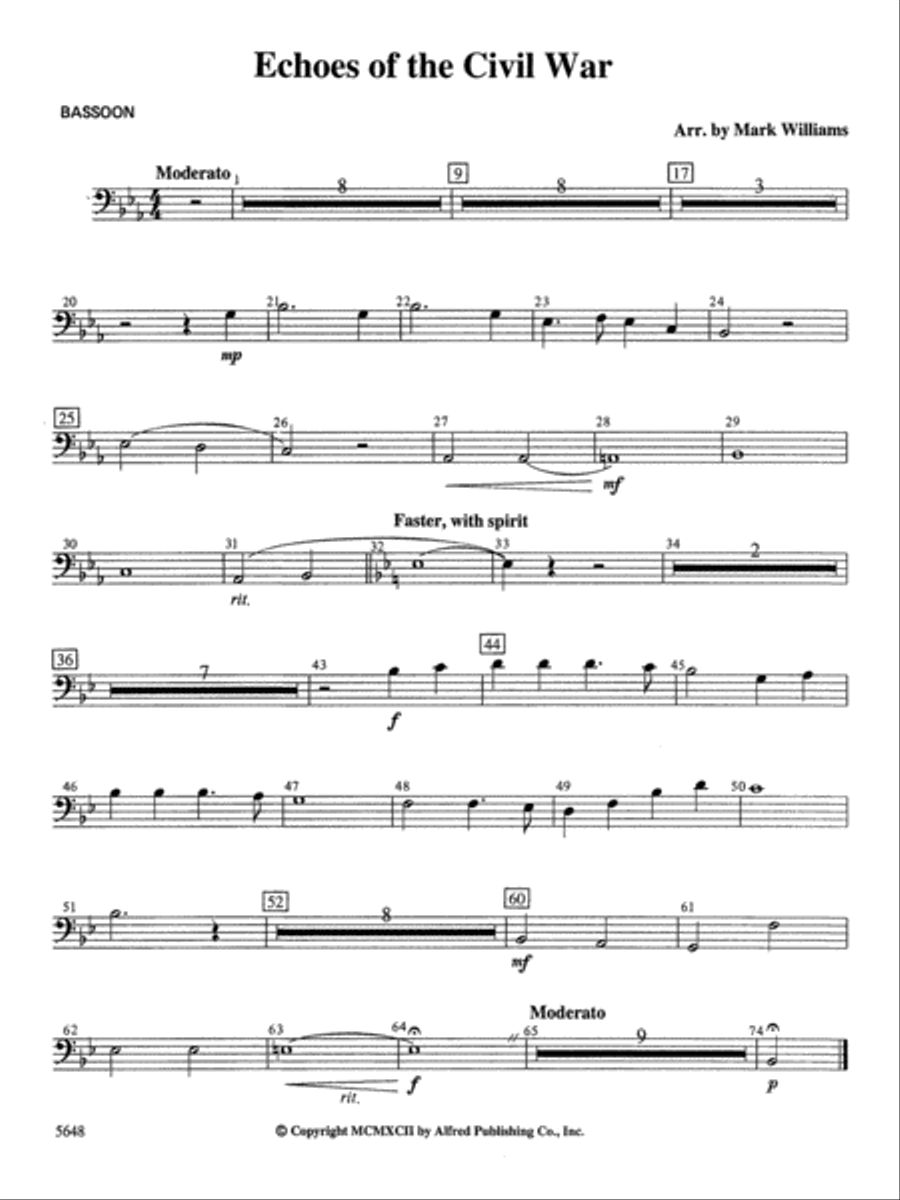 Echoes of the Civil War: Bassoon Concert Band scores gallery preview page 1