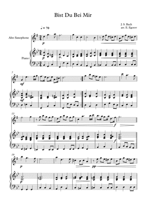 Bist Du Bei Mir, Johann Sebastian Bach, For Alto Saxophone & Piano