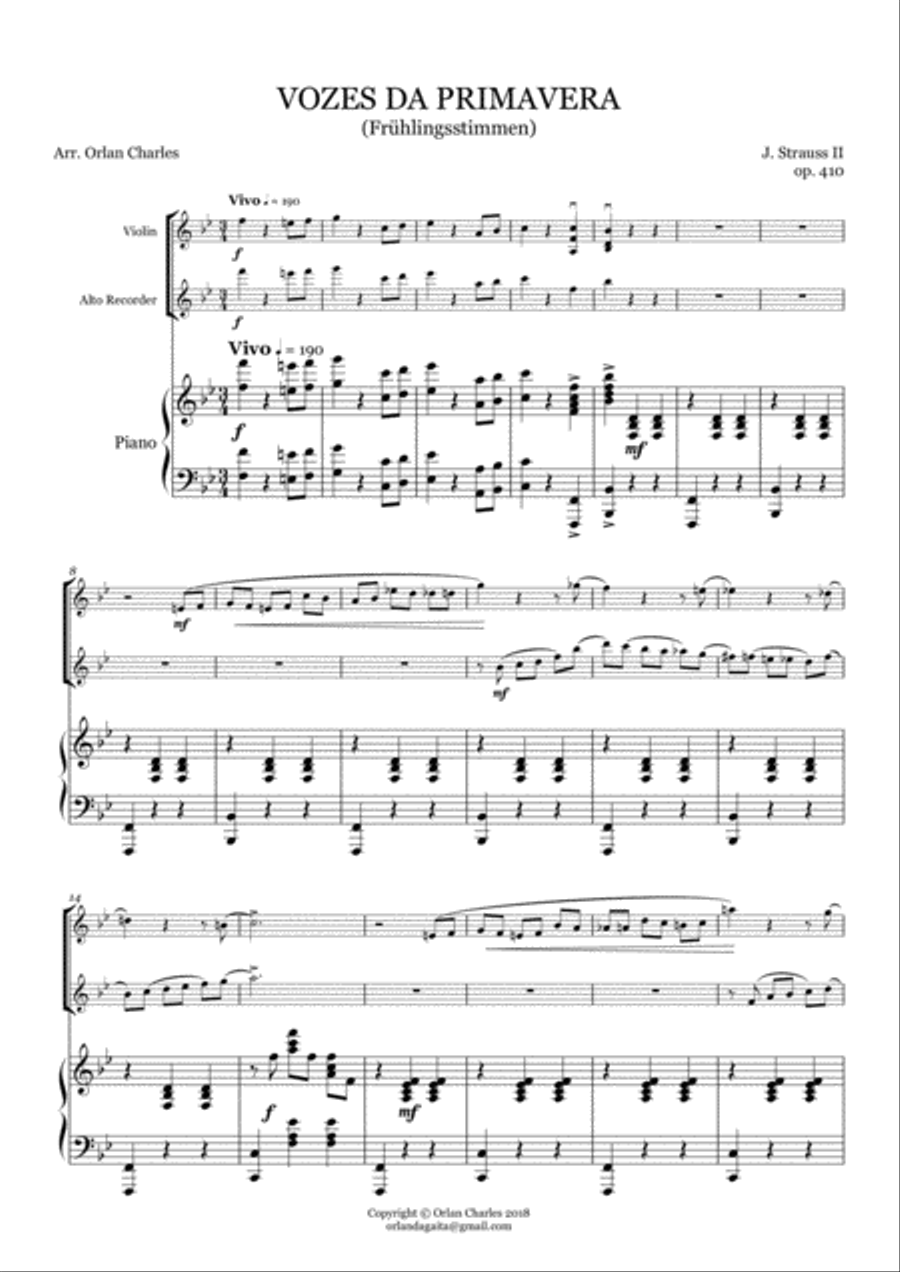 J. Strauss - Frühlingsstimmen - Voices of Spring (Waltz) Small Ensemble scores gallery preview page 1