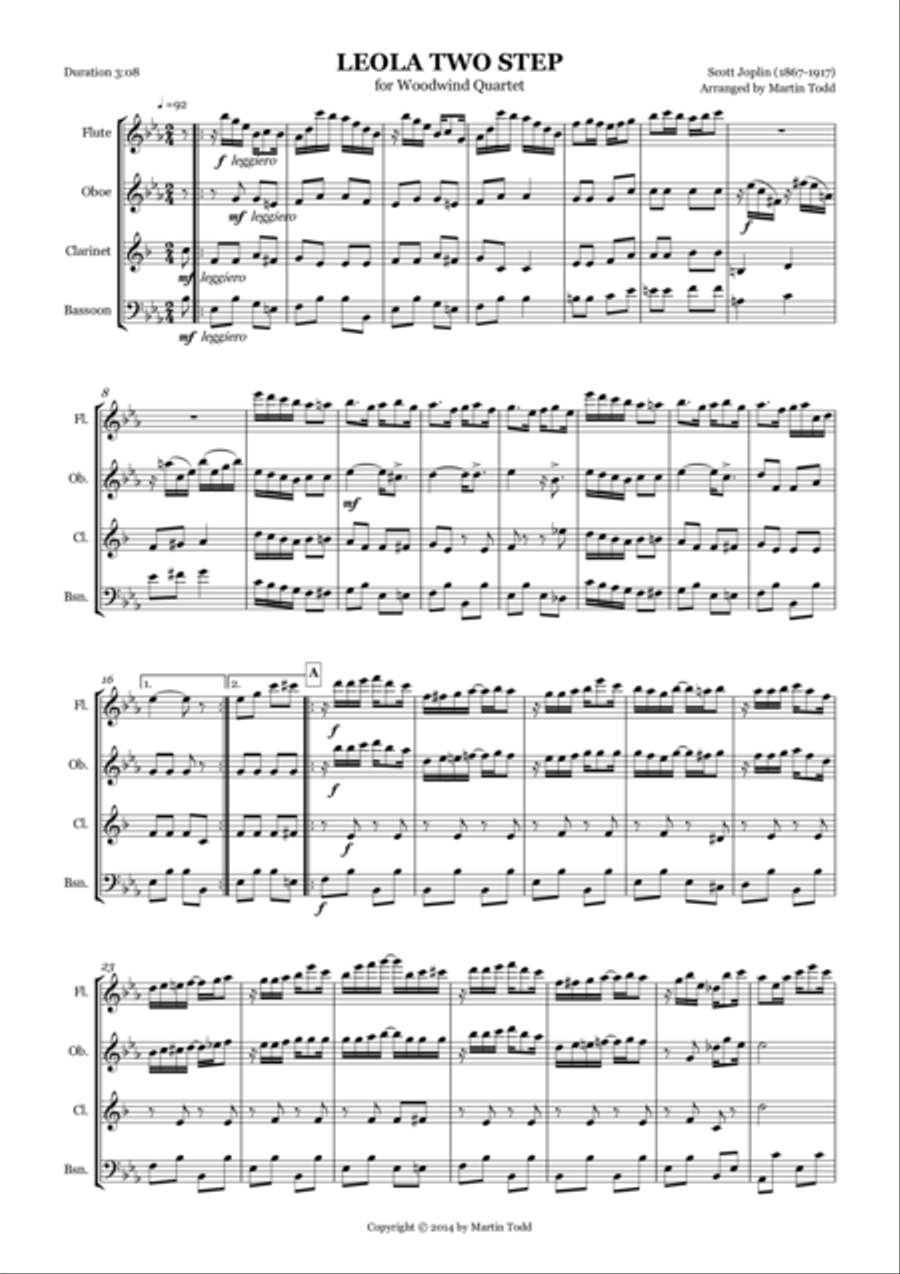 Leola Two Step for Woodwind Quartet Woodwind Quartet scores gallery preview page 1