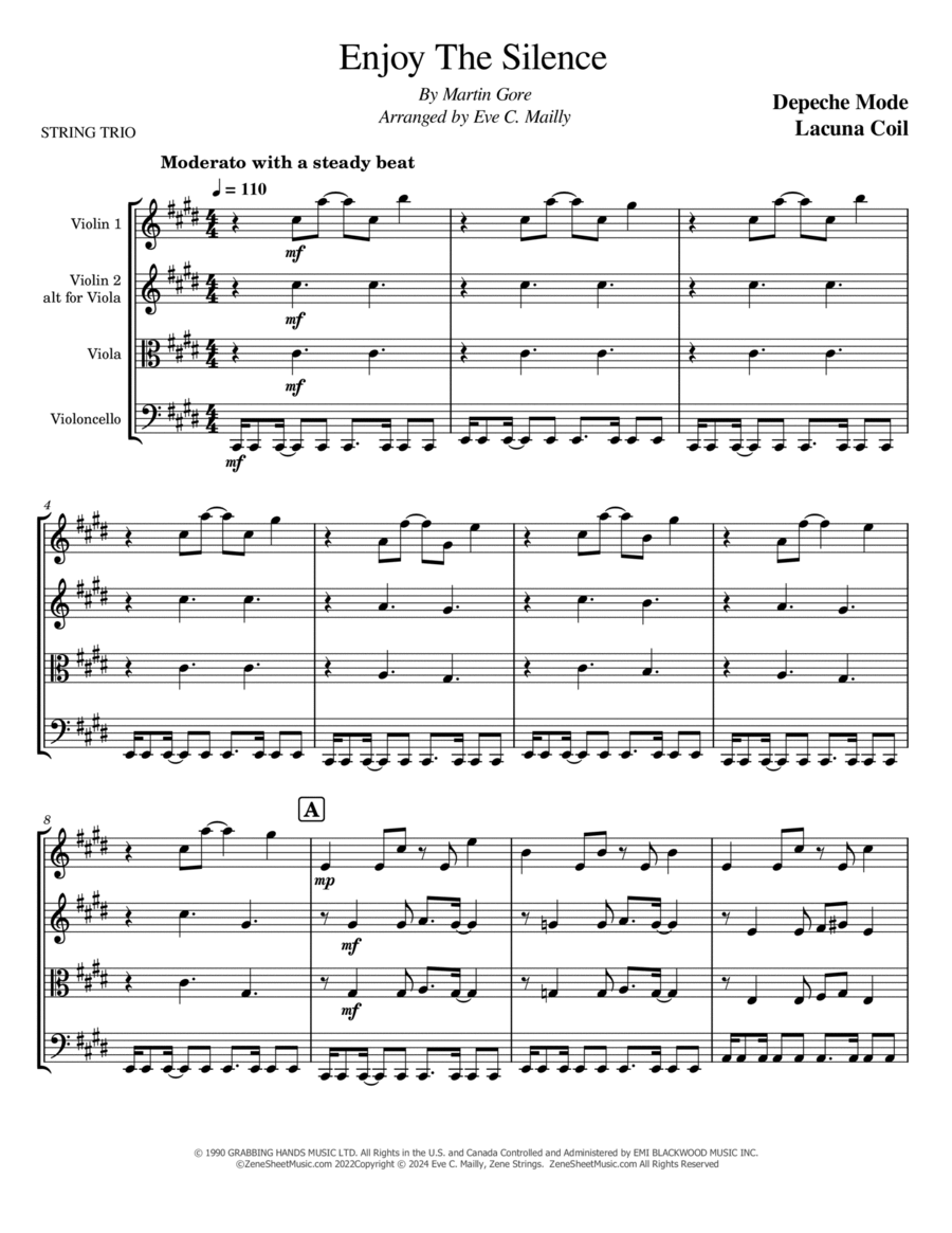 Enjoy The Silence String Trio scores gallery preview page 1