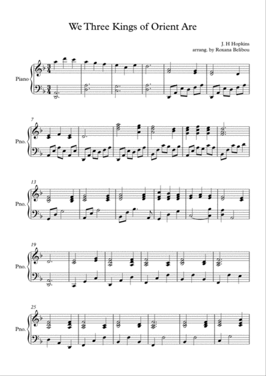 We Three Kings of Orient Are Piano Solo scores gallery preview page 1
