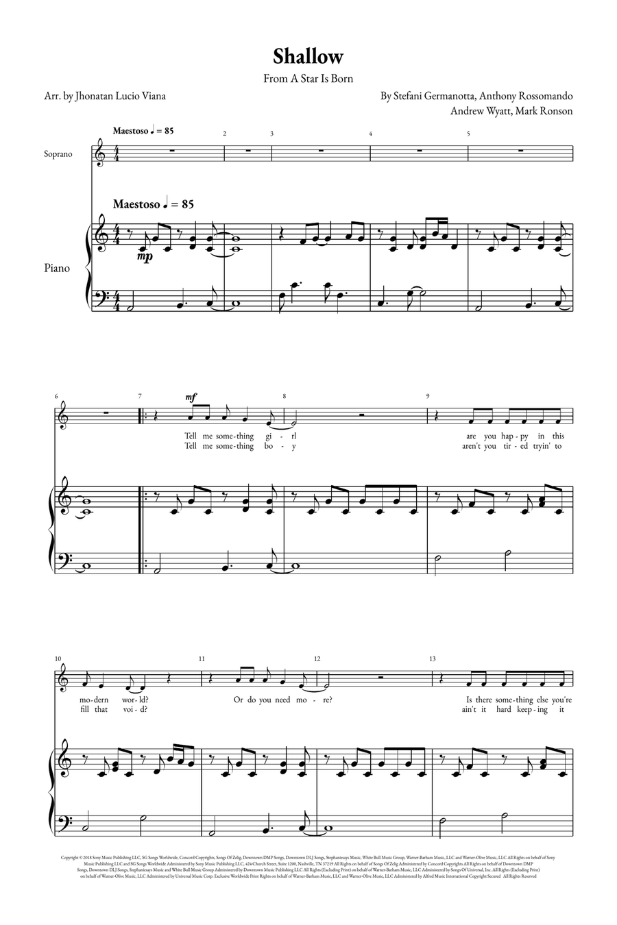 Shallow A Cappella scores gallery preview page 1