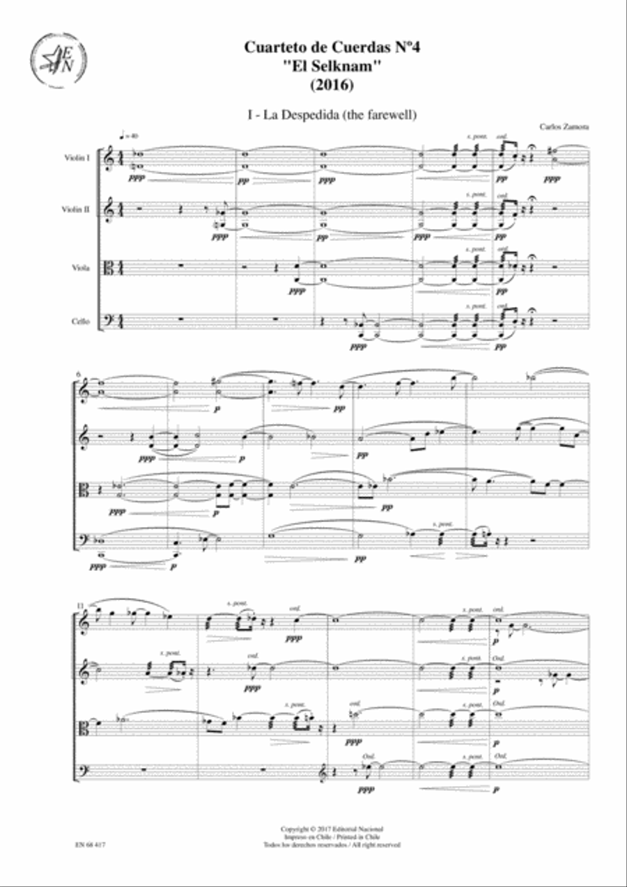 Cuarteto de Cuerdas Nº4 "El Selk'nam" (String Quartet Nº4 - "The Selk'nam")