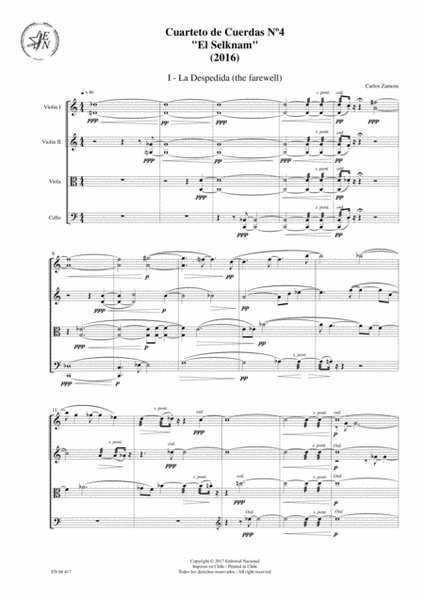Cuarteto de Cuerdas Nº4 "El Selk'nam" (String Quartet Nº4 - "The Selk'nam")