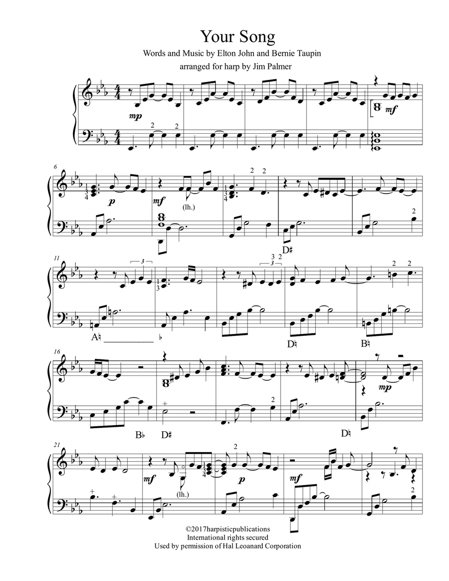 Your Song Harp scores gallery preview page 1