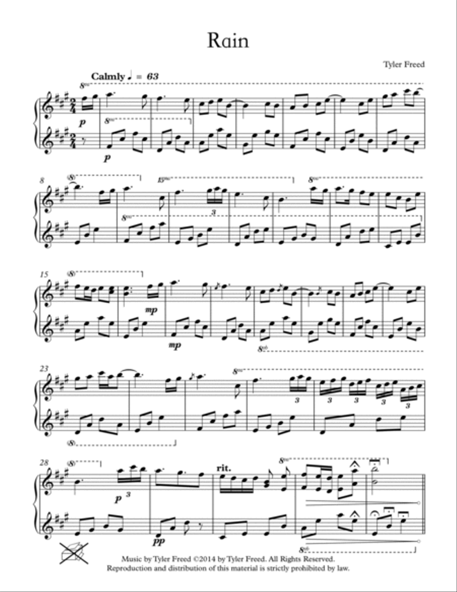 Rain Piano Solo scores gallery preview page 2