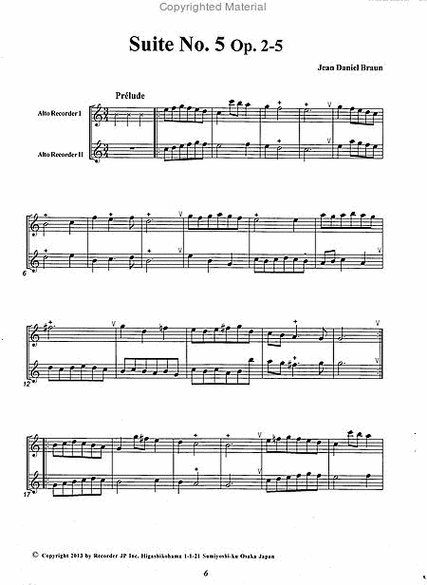 Suite for two Alto Recorders in C Major Op. 2-5 image number null