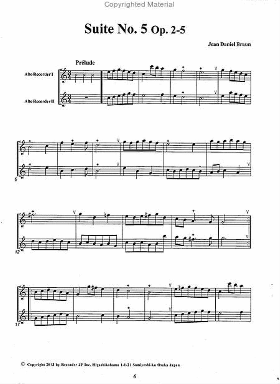 Suite for two Alto Recorders in C Major Op. 2-5 image number null