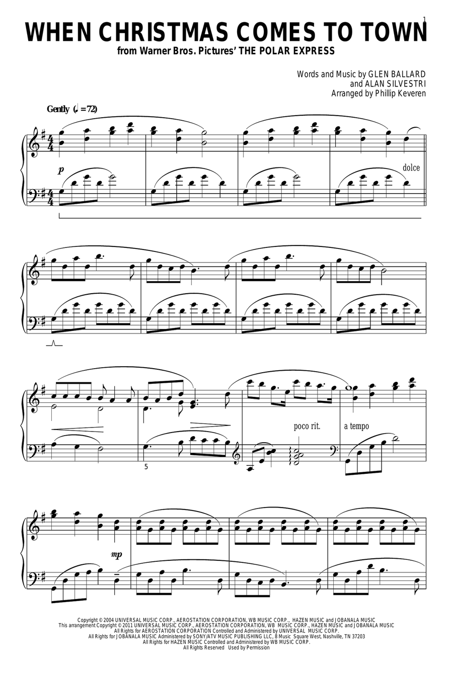 When Christmas Comes To Town (arr. Phillip Keveren) Piano Solo scores gallery preview page 1