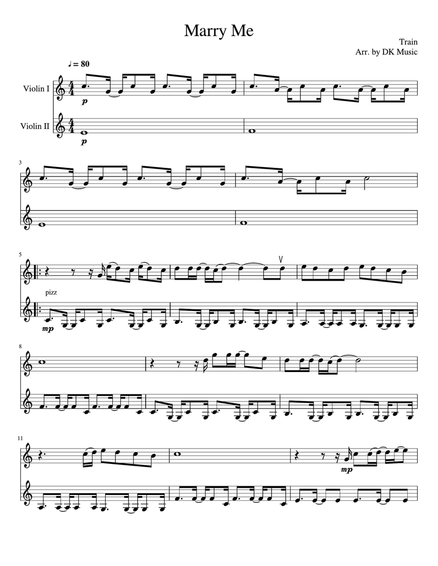 Marry Me String Duet scores gallery preview page 1