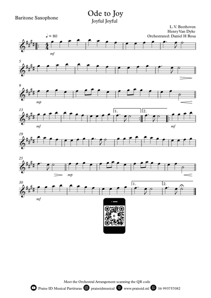 Ode to Joy - Joyful Joyful - Easy Baritone Saxophone image number null