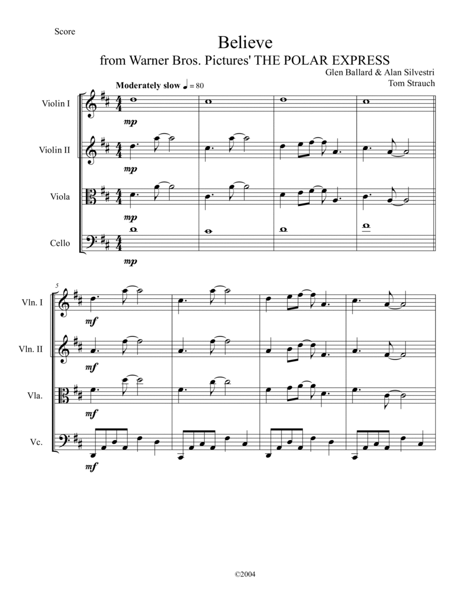 Believe String Quartet scores gallery preview page 1