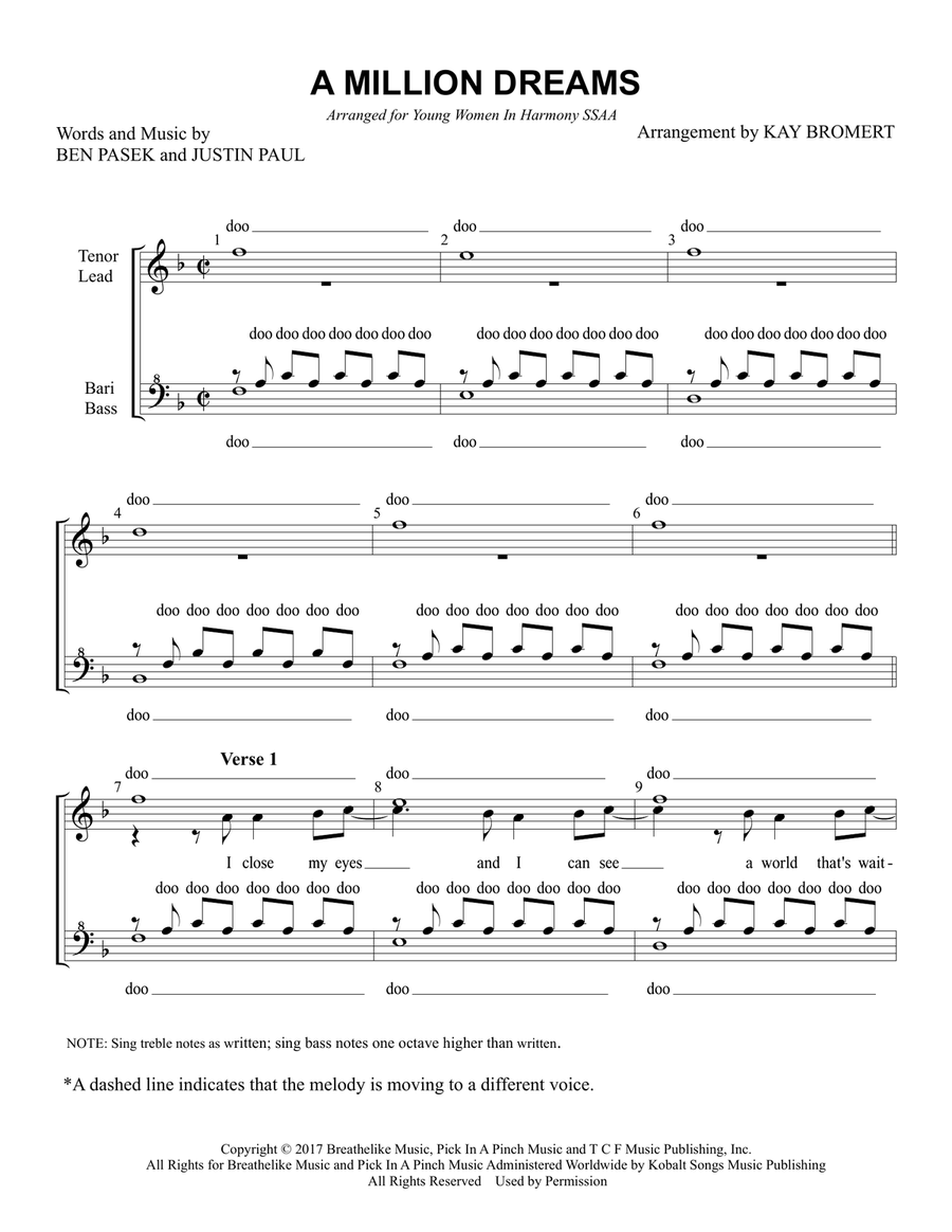 A Million Dreams 4-Part scores gallery preview page 1