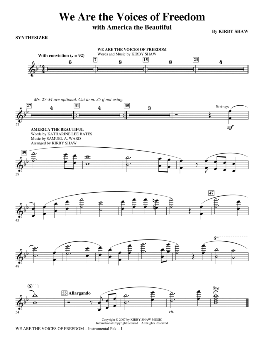We Are The Voices Of Freedom - Synthesizer Choir scores gallery preview page 1