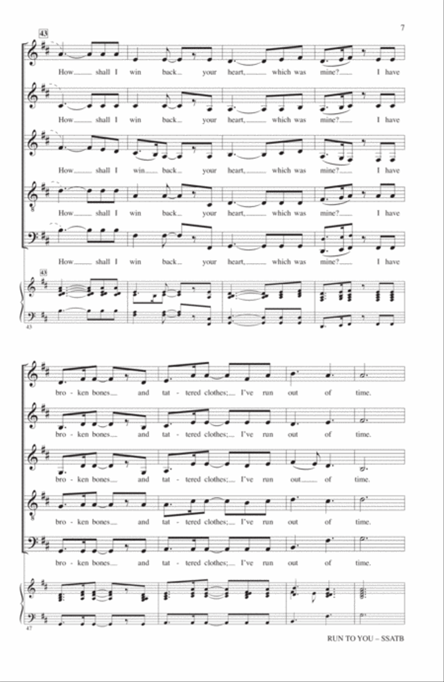 Run To You Run To You 4-Part scores gallery preview page 6