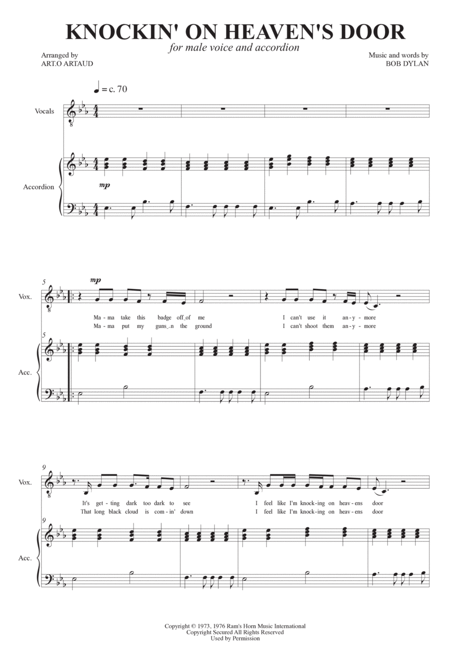 Knockin' On Heaven's Door Chamber Music scores gallery preview page 1