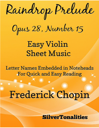 Book cover for Raindrop Prelude Opus 28 Number 15 Easy Violin Sheet Music