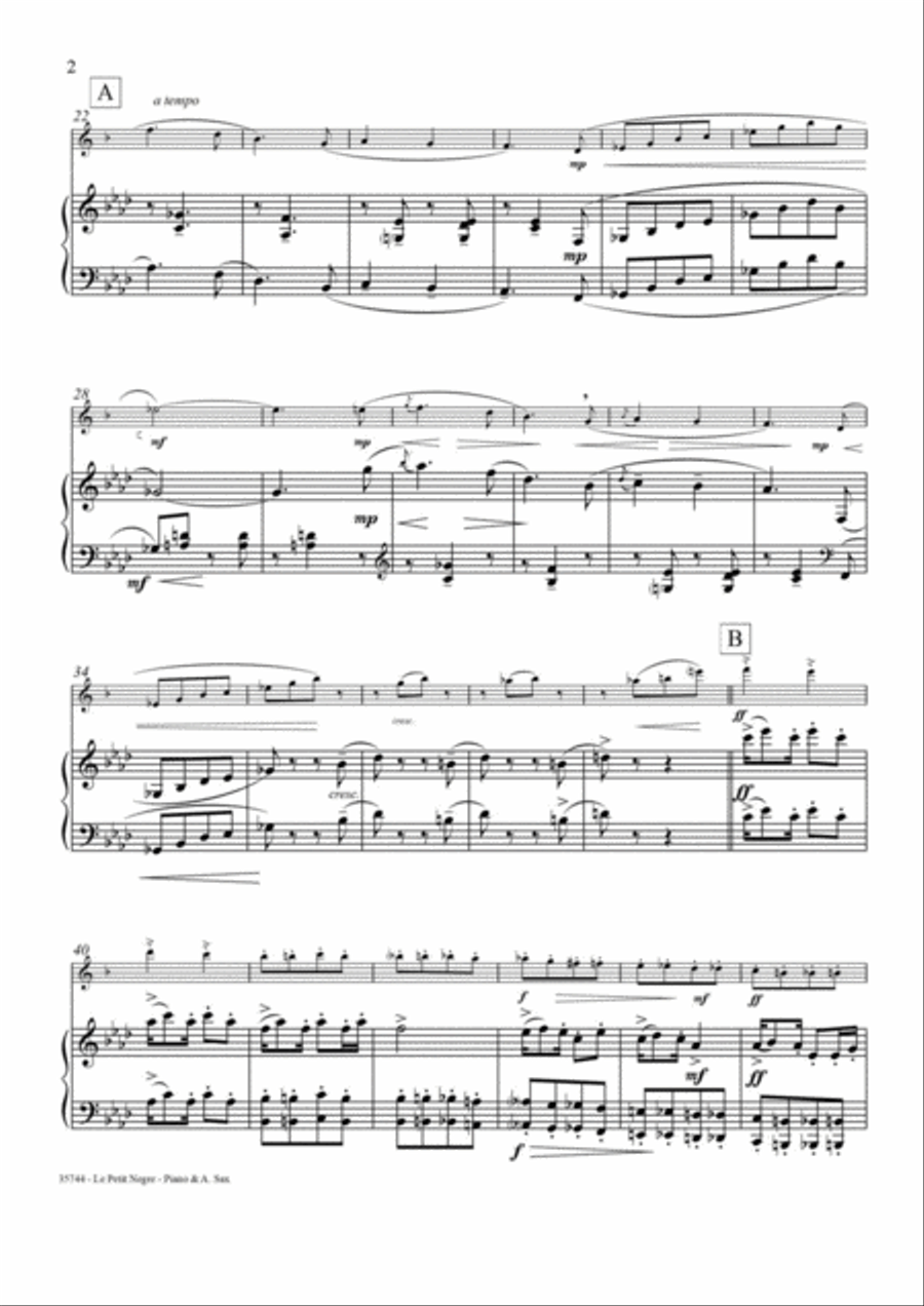 LE PETIT NEGRE – ALTO SAXOPHONE & PIANO Alto Saxophone scores gallery preview page 3
