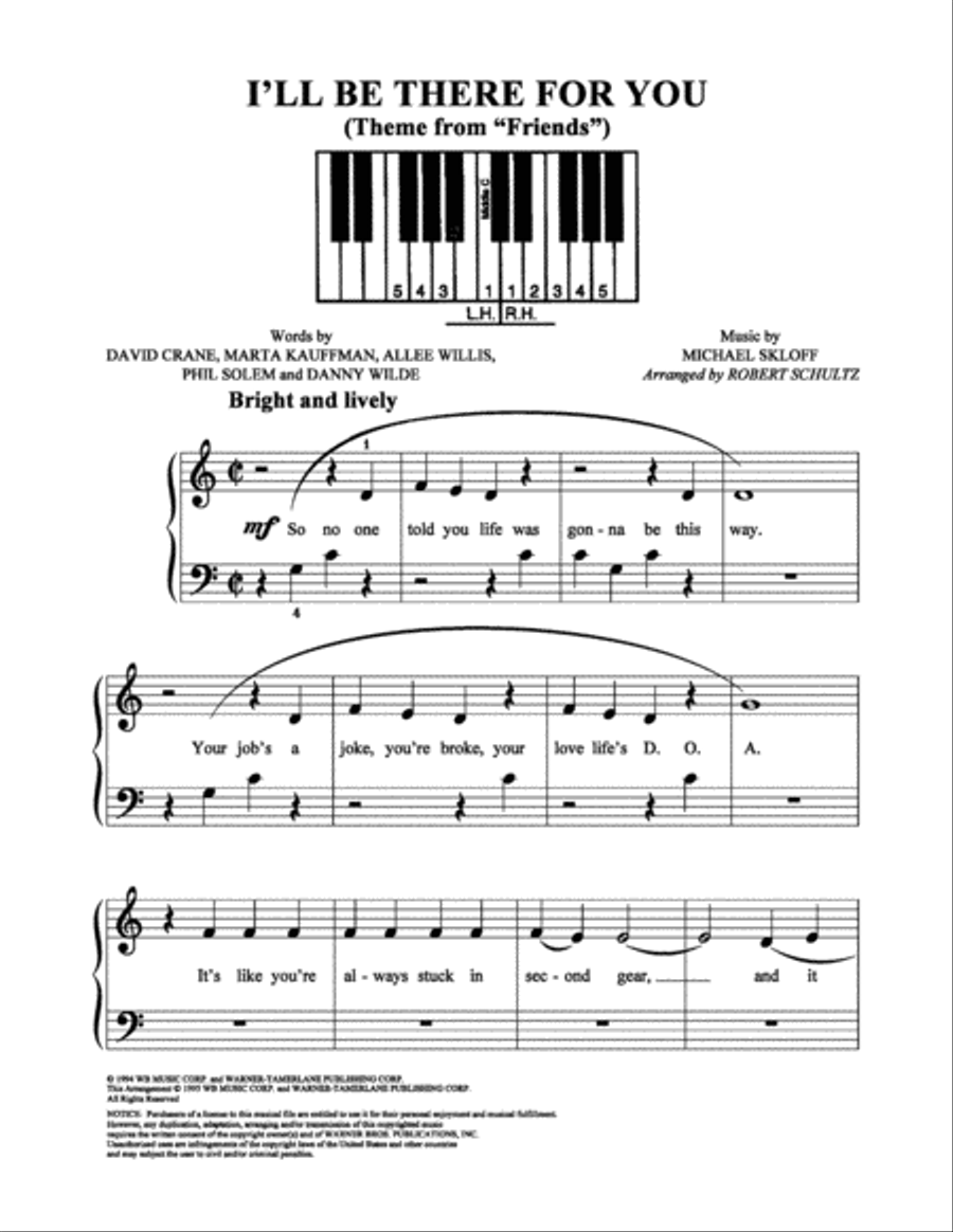 I'll Be There For You Easy Piano scores gallery preview page 1