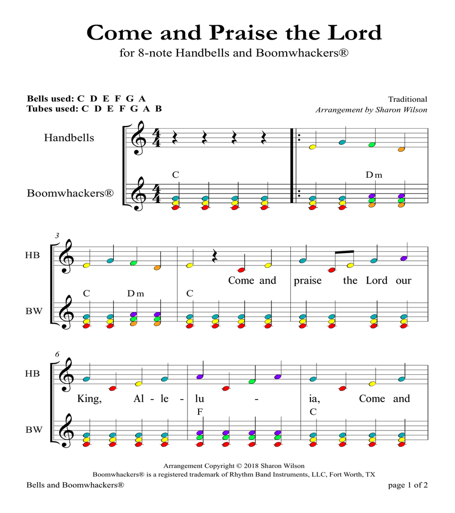 Ten Traditional Spirituals for 8-note Bells and Boomwhackers® (with Color Coded Notes) image number null