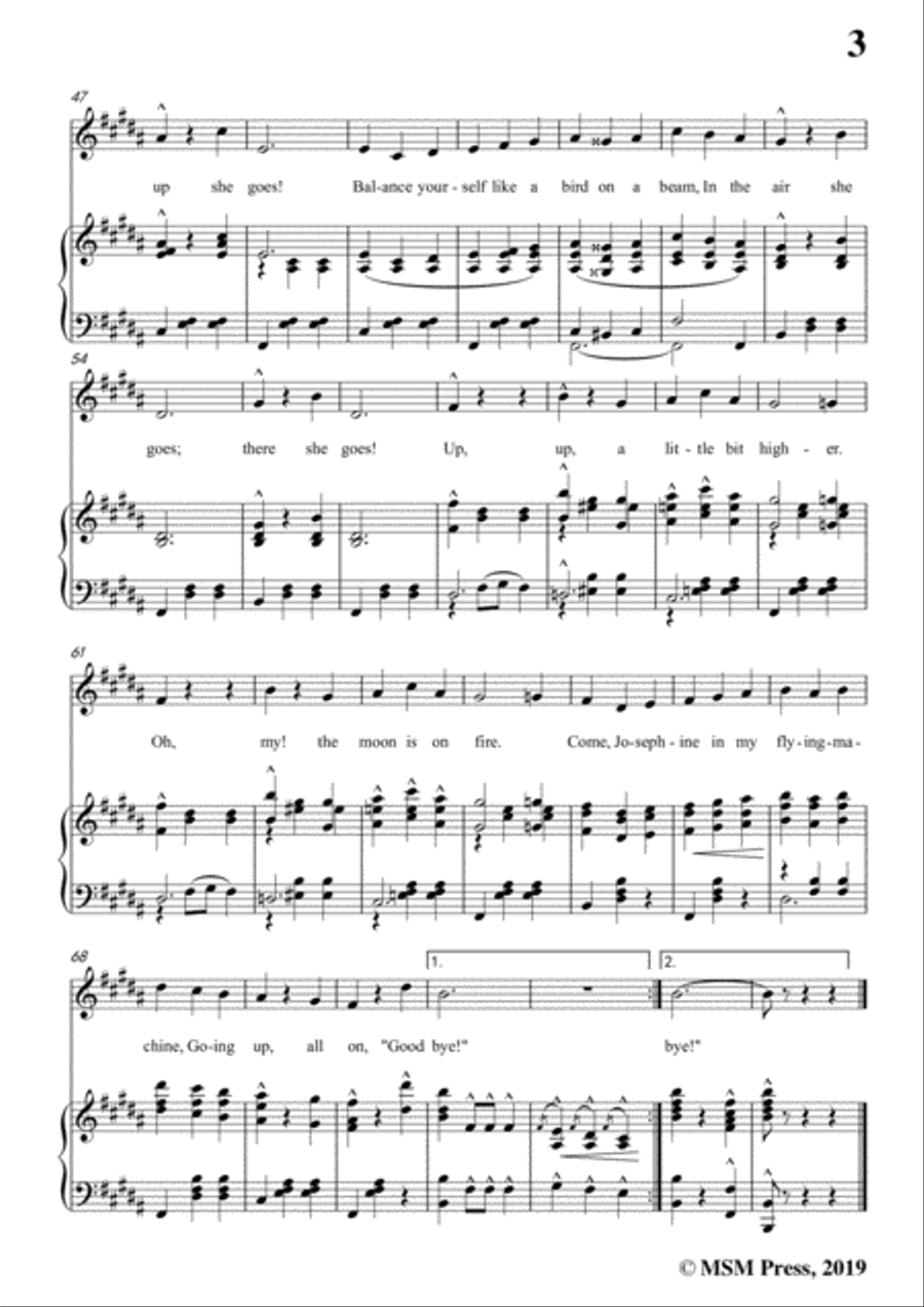 Fred Fisher-Come,Josephine,in My Flying Machine,in B Major,for Voice&Piano Voice scores gallery preview page 5