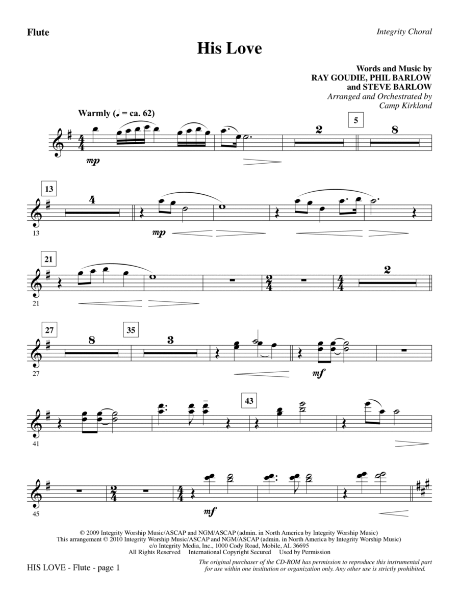 His Love - Flute His Love - Flute Choir scores gallery preview page 1