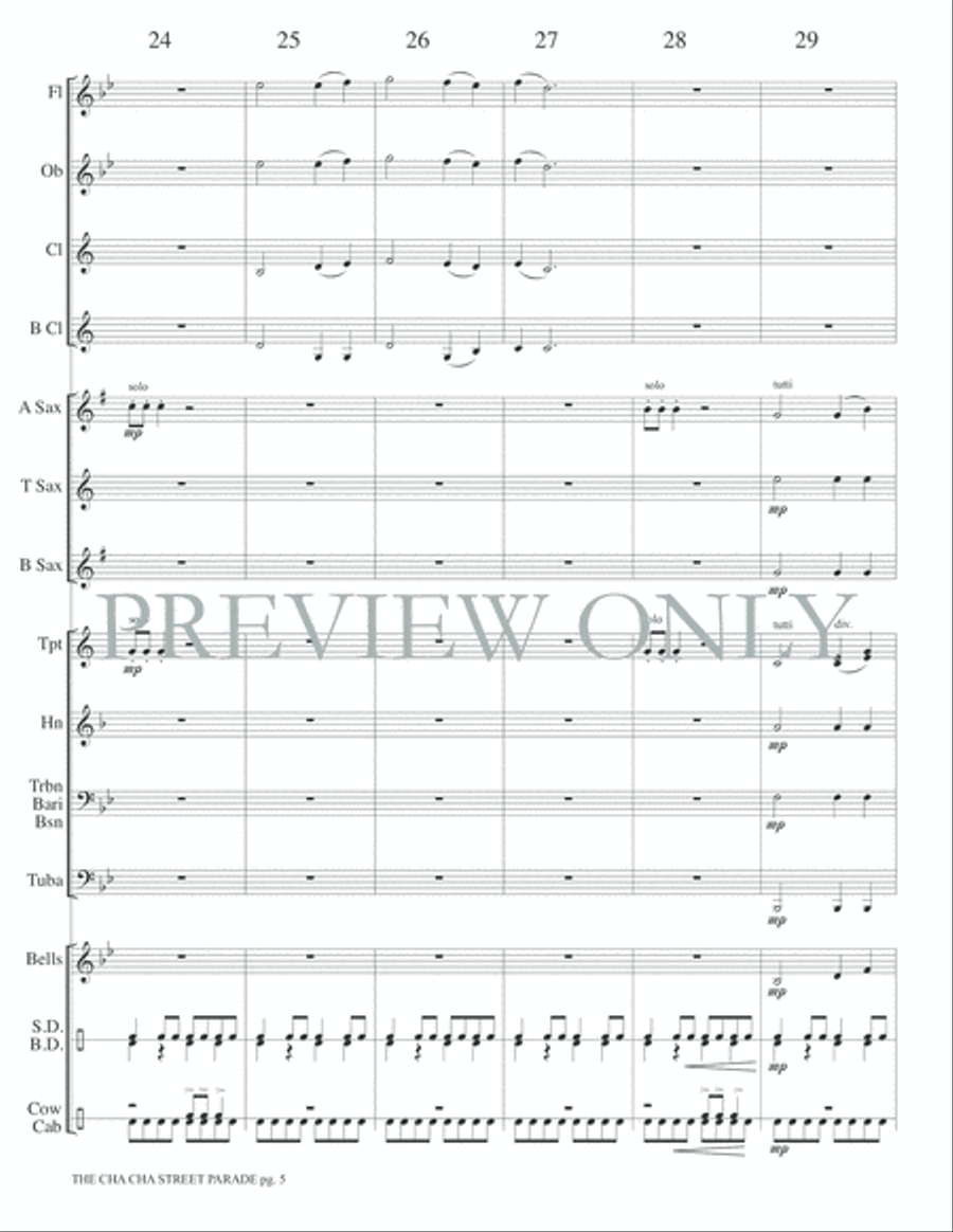 The Cha Cha Street Parade Concert Band scores gallery preview page 8