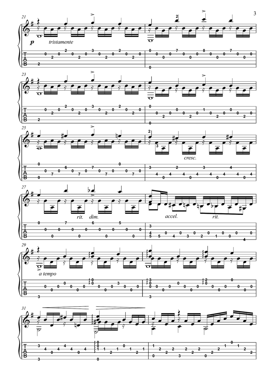 An Malvina by Kaspar Merzt guitar solo Acoustic Guitar scores gallery preview page 3
