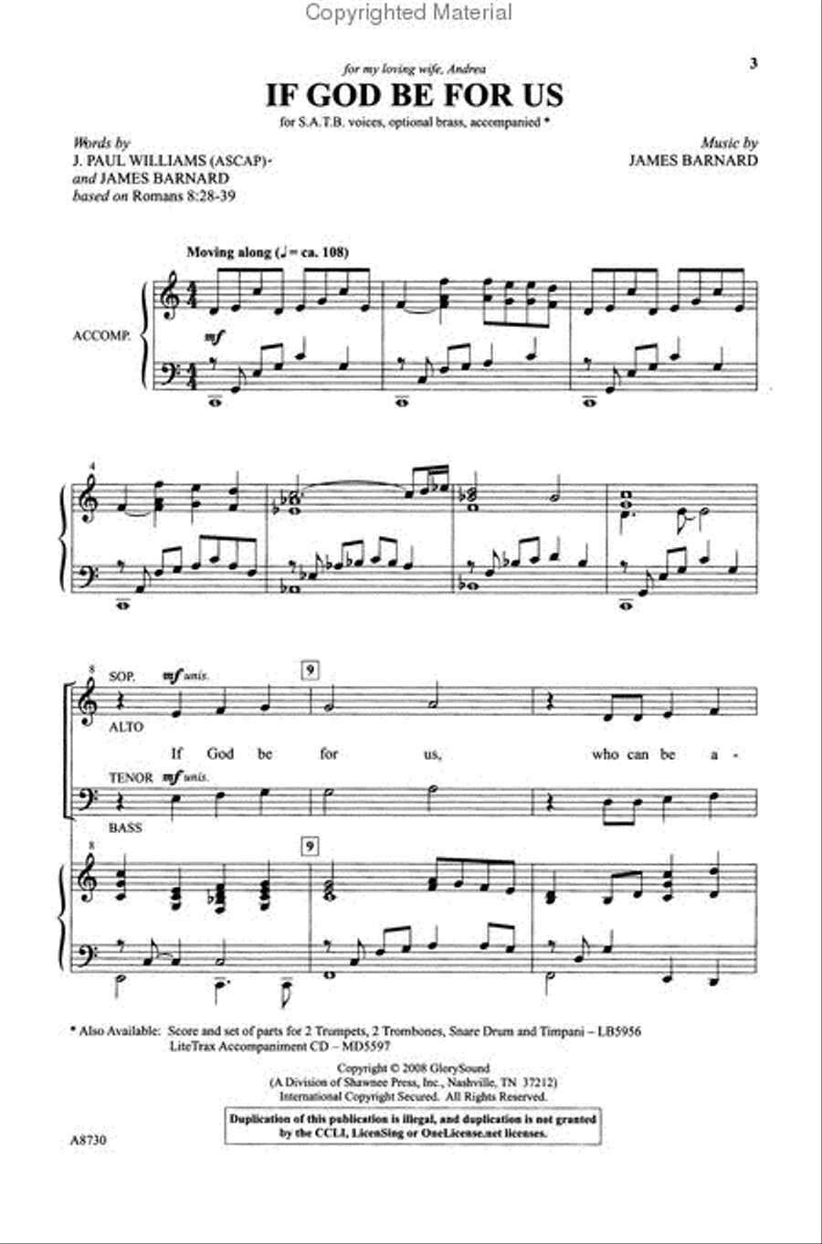 If God Be for Us 4-Part scores gallery preview page 2