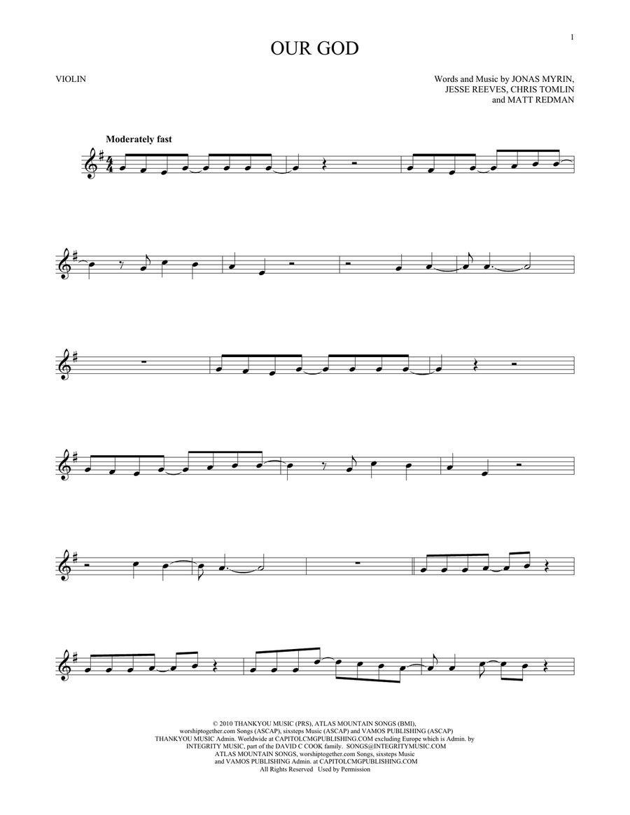 Our God Our God Violin Solo scores gallery preview page 1