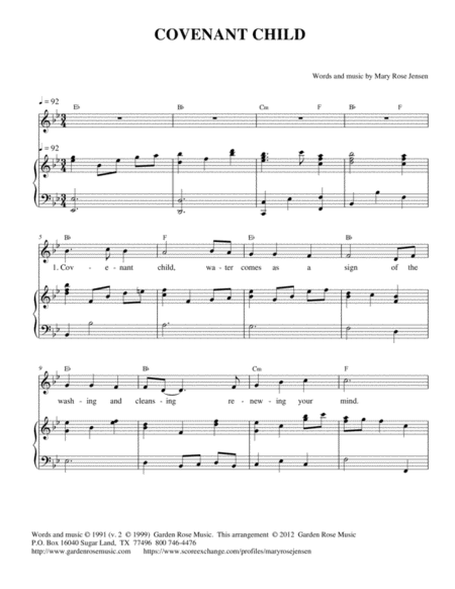 Covenant Child - For baptism - Vocal solo with piano image number null