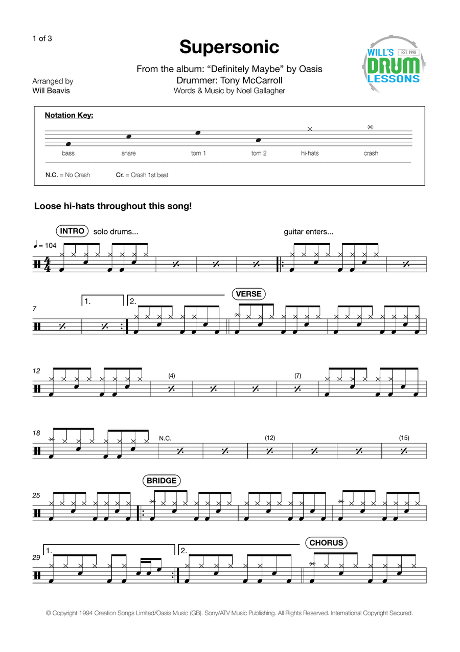 Supersonic Supersonic Drum Set scores gallery preview page 1