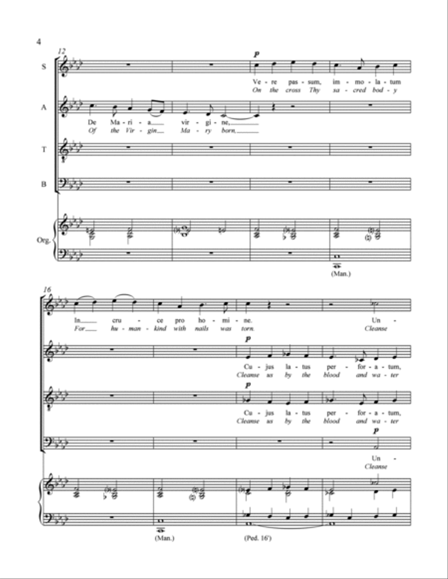Ave verum Corpus (Jesus, Word of God Incarnate) 4-Part scores gallery preview page 3