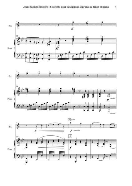 Jean-Baptiste Singelée Concerto, Opus 57 pour saxophone soprano ou ténor et piano Révision et Cadenc