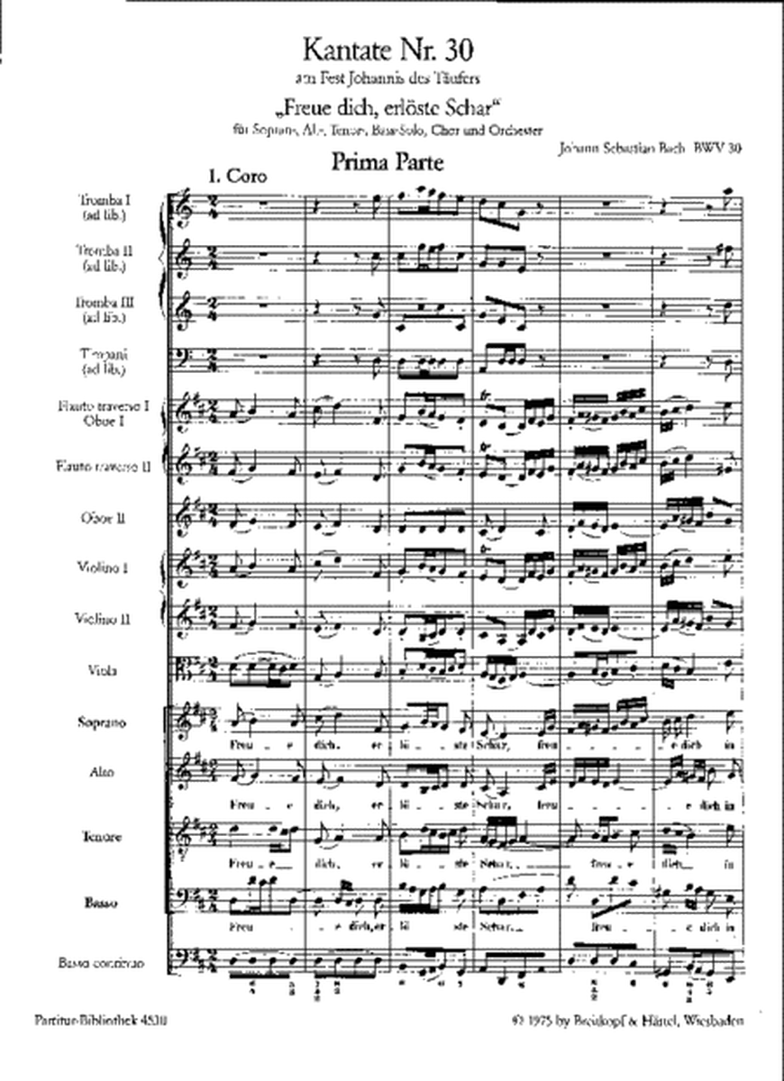 Cantata BWV 30 "Come, rejoice ye faithful, come"