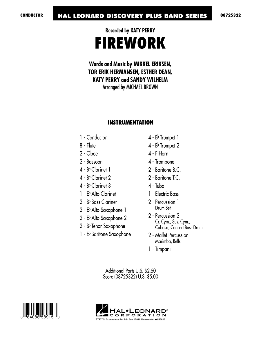 Firework - Conductor Score (Full Score) Concert Band scores gallery preview page 1